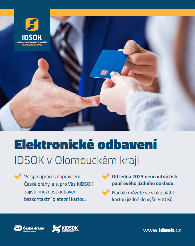 Ilustrační foto - Odbavení bankovní kartou u dopravce České dráhy, a.s. od 31. 1. 2023 - IDSOK 1